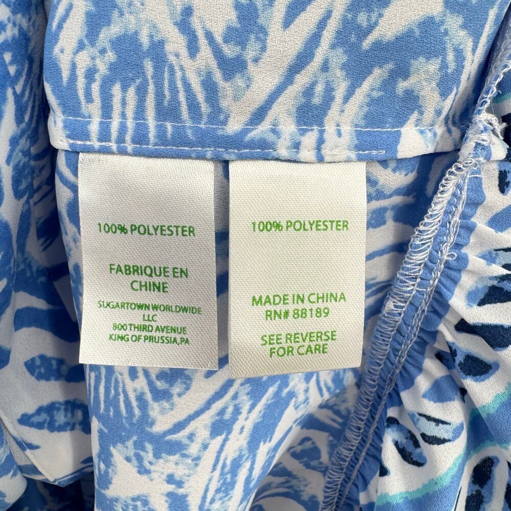 Lilly Pulitzer NWT Gramercy Resort White Blue Print Sleeveless Top Peplum Tank - Picture 10 of 11
